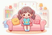 دختر بچه ای در حال بازی با تبلت