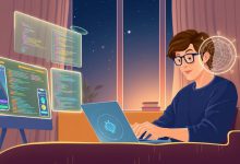 برنامه نویس در حال نوشتن کد