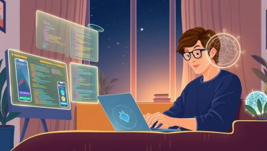 برنامه نویس در حال نوشتن کد